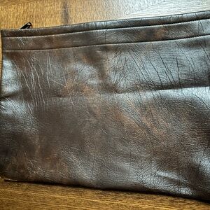Scovill Brown Leather Clutch Bag | Vintage - Pouch -Unisex